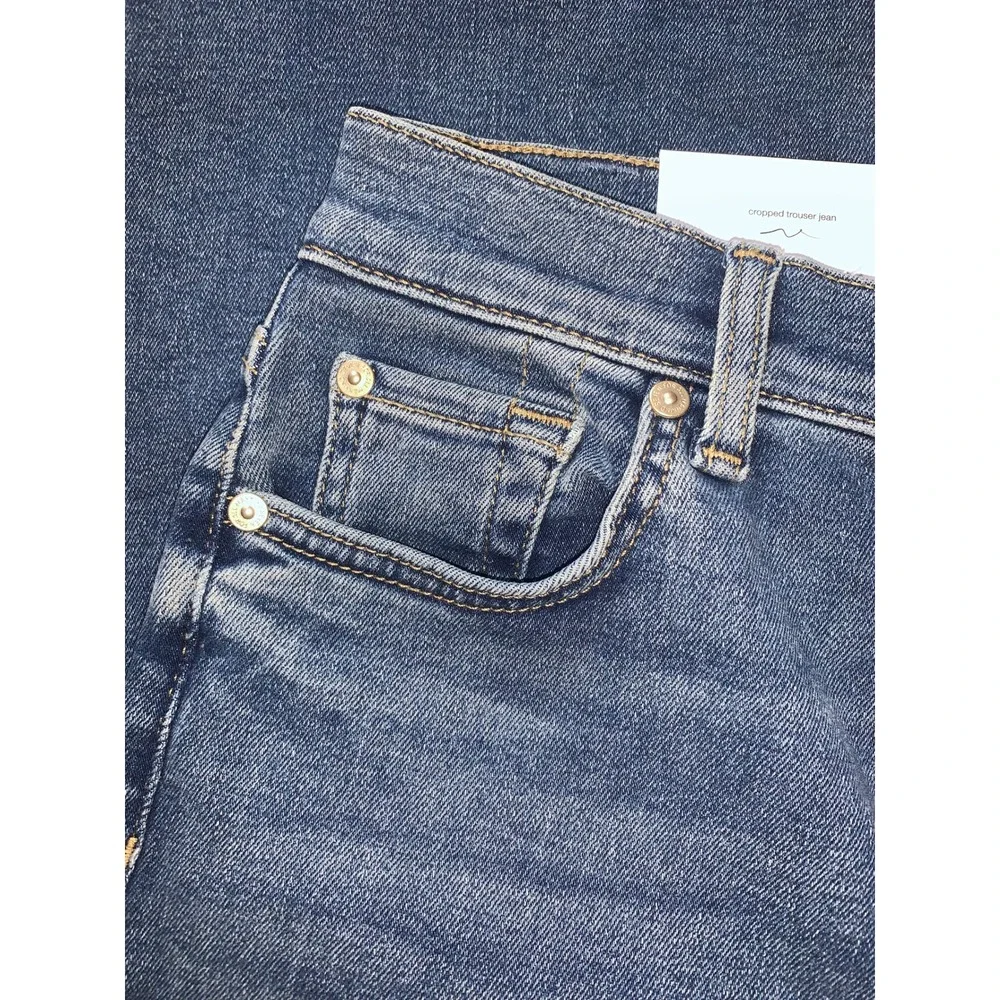 NEW 7 For All Mankind Alexa Cropped Jeans Felicity Blue Raw Hem Size 26
